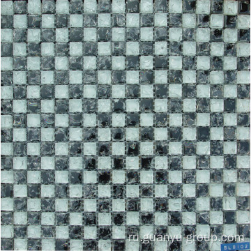 White& Black Glass Cracked Mosaic Tile
